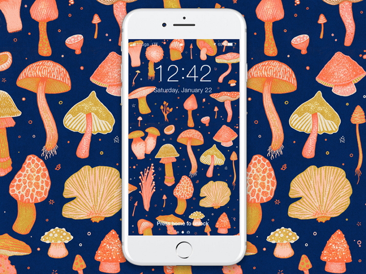 Magical Mushroom Background Pattern