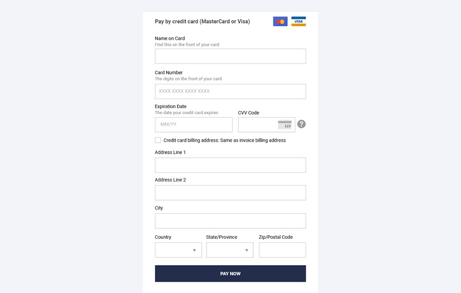 Credit card form design