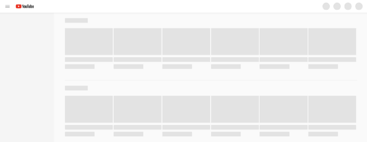 YouTube 使用的骨架屏幕
