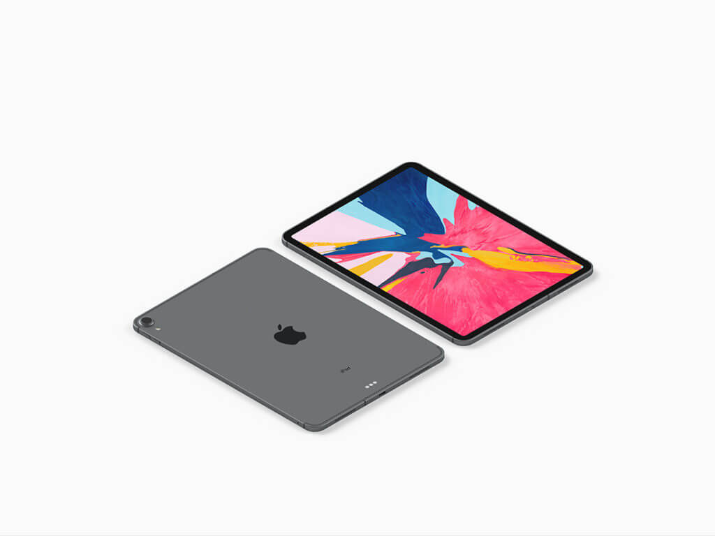 Isometric iPad Pro 2018 mockup