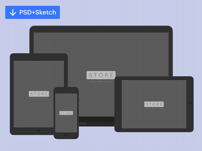 Black iPhone，iPad，Macbook Clay Mockups [PSD + Sketch]
