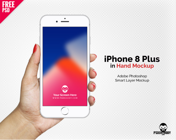 iPhone 8 Plus in Hand Free Mockup