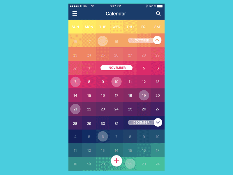 Calendar app的动画概念