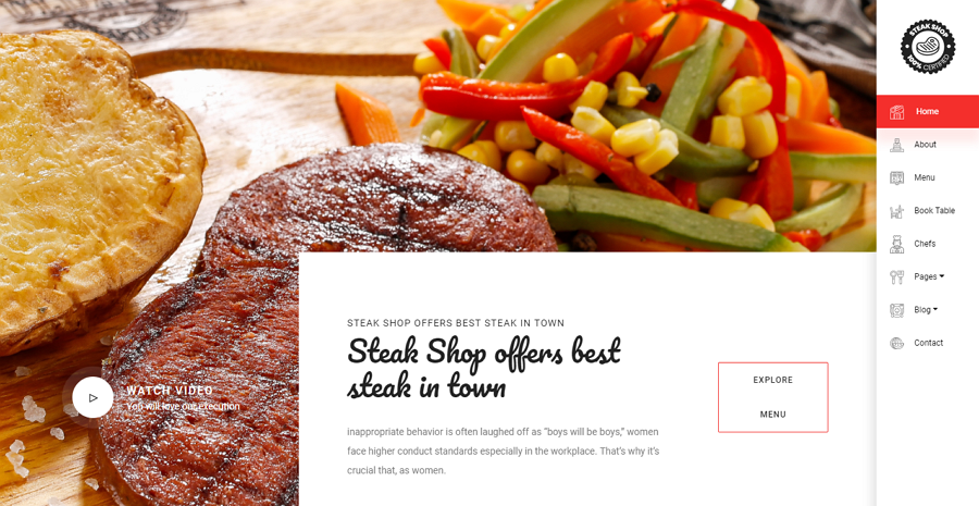 Steakshop Clean Website Template 