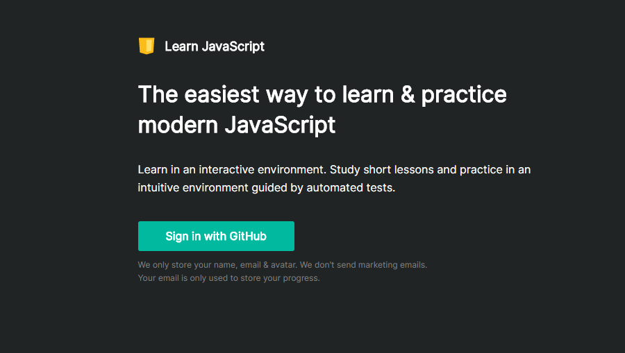 Learn Javascript 网站界面