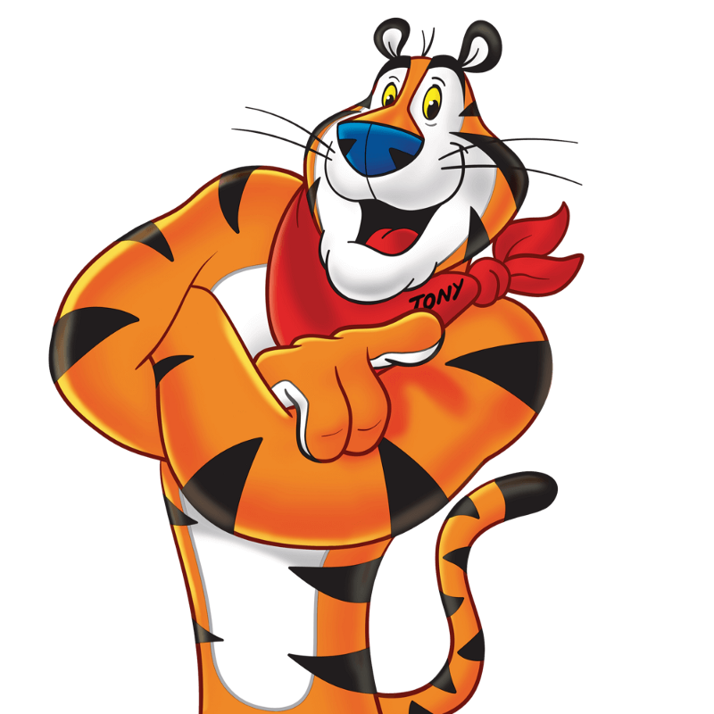 著名人物Tony the Tiger，为Kellog's Frosted Flakes设计的吉祥物