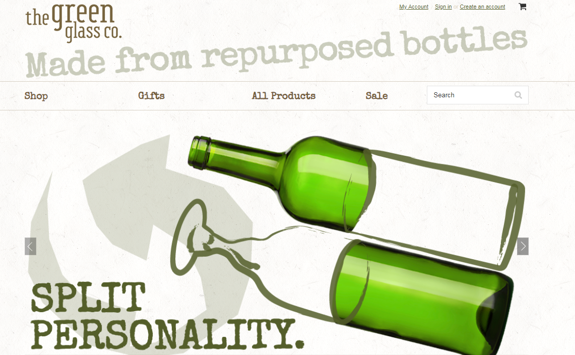 Green glass是一个销售绿瓶子的网站