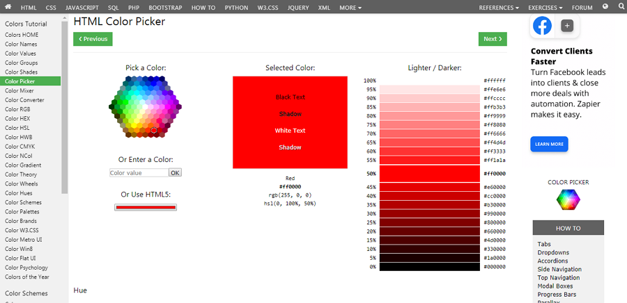 HTML Color Picker– 超适合新手选用的免费HTML色彩选取工具