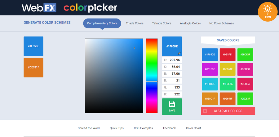 Web Fx Color Picker –超快速的色彩选取和配色生成工具